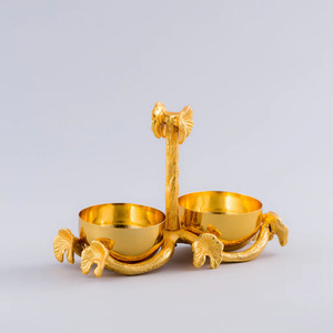 New Design Decoration Wholesale Luxury Best Quality <b>Set</b> of Two Gold Dry Fruit <b>Serving</b> Bowls - Product Image 1