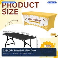 Nappe de table rectangulaire 6 pieds en spandex élastique infroissable à quatre poches pour événements sportifs, festivals et foires en extérieur – Durable