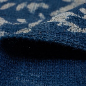 Nouvelle arrivée bleu main bloc imprimé coton jeter couverture doux léger style uni pour salon canapé taille personnalisée - Product Image 5