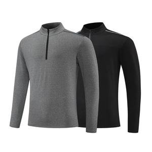 Camisas de los hombres de manga larga cuarto cremallera Atlético Fitness camiseta al por mayor hombres gimnasio deporte Camiseta camiseta para hombres - Product Image 3