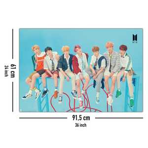 Poster numérique BTS bleu imprimé, style défilement suspendu, en polyester durable - Product Image 2