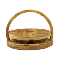 Panier pliant en bambou sculpté à 4 petites fleurs, multi-compartiments, pour fruits secs et noix, plateau portable, dessous de verre, pour mariage et fête