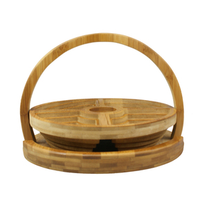 ตะกร้าผลไม้ไม้ไผ่พับได้หลายช่องสำหรับแฟนๆ4คนถาดรองถั่วแบบพกพาของตกแต่งงานแต่งงาน - Product Image 4