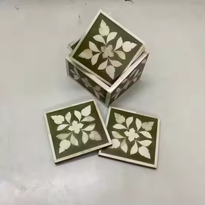 Incrustation d'os naturel de meilleure qualité Sous-verres à thé carrés écologiques Outil de service de style classique Options personnalisables pour les hôtels à domicile - Product Image 3