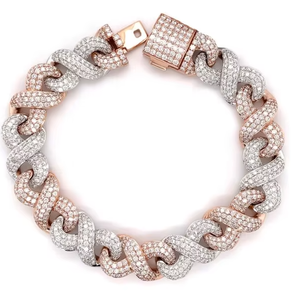 กำไลเพชรโมอิส925สเตอร์ลิงเงิน13มม. แนวฮิปฮอปสินค้าราคาโรงงาน - Product Image 1