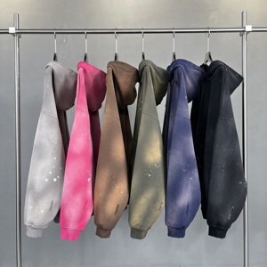 Conjuntos de Sudadera con Capucha y Pantalones de Forro Polar para Hombre, Lavado Ácido, Transpirable, Secado Rápido, Estilo Vintage Desgastado - Product Image 1