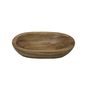 Plateau de service en bois naturel de forme ovale, plat et assiette finis bruns pour la maison et le restaurant faits à la main en vrac - Product Image 6