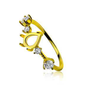 แหวนเงินสเตอร์ลิง925ลูกแพร์เปล่าเครื่องประดับ DIY ขนาด6x8มม. ชุบทองอย่างดีแหวนสลักให้เลือกได้สำหรับผู้หญิงและผู้ชาย - Product Image 4