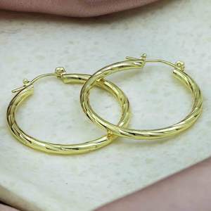 Venta al por mayor de latón de moda 14K 18K 24K chapado en oro pendientes de aro personalizados - Product Image 2