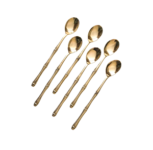 Cuillère en laiton de haute qualité manche en bambou ustensiles de cuisine restauration couverts décoratifs cuillères pour ustensiles de cuisine bas prix - Product Image 6