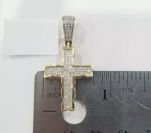 Pendentif en argent sterling plaqué or 14 carats, 2 pièces, serti de diamants naturels, motif hibou et croix, style classique, pour enfants et hommes, religieux, hindouisme - Product Image 2