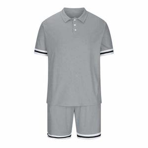 Conjuntos de 2 piezas de verano OEM, conjuntos de camiseta Polo y pantalones cortos hechos a medida para ropa de hombre, conjuntos gemelos de algodón de estilo callejero de talla grande - Product Image 1