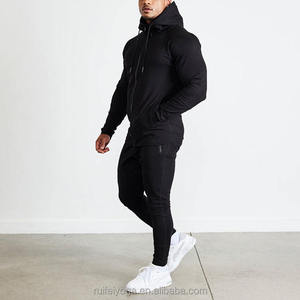 Sudadera con capucha y cremallera Lisa para hombre, chándal deportivo de algodón de invierno de dos piezas con logotipo personalizado de alta calidad para gimnasio y correr - Product Image 2