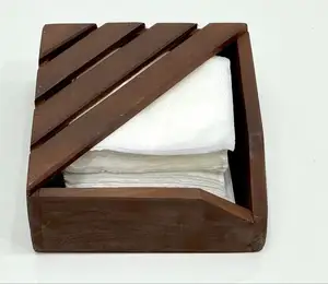 100% 天然木质纸巾盒桌面装饰新设计办公餐厅用芒果木纸巾盒