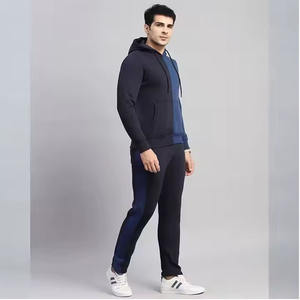 Costume pantalon à épaules tombantes en coton surdimensionné personnalisé pour hommes Streetwear vierge Ensemble pantalon à capuche bicolore survêtements pour hommes - Product Image 2