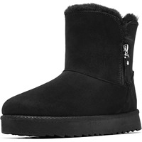 Bottes d'hiver pour femmes en faux daim doublées de fourrure, avec fermeture éclair latérale, plateforme, bottines chaudes, chaussures décontractées d'extérieur