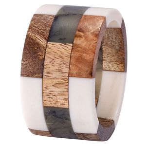 Rond de serviette en métal et résine de forme rectangulaire de meilleure qualité Décoration de vaisselle de haute qualité pour les mariages et autres occasions - Product Image 5