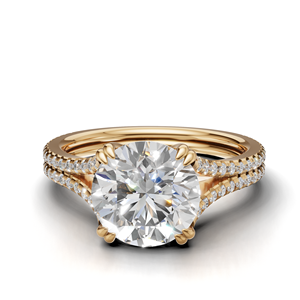 IGI Certified Lab Grown Round Brilliant Cut Diamond <b>Split</b> Shank Engagement <b>Ring</b> 18K Gold Pavé Diamond <b>Ring</b> - Product Image 1