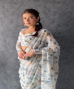 Sari Silk listo para usar fiesta India ropa de boda en precio al por mayor trabajo de bordado tradicional banarasi Khadi - Product Image 5