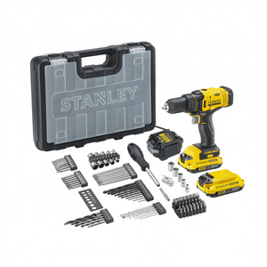 Kit perceuse à percussion sans fil Stanley avec 2 batteries, chargeur, étui, 100 embouts et accessoires - Product Image 2