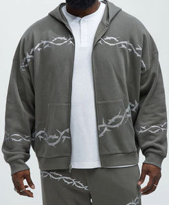 เสื้อฮู้ดดี้แบบซิปเต็มตัว ผ้าหนา 500 GSM สไตล์ลำลอง ทรงโอเวอร์ไซส์ ผลิตขายส่ง รับสั่งทำ ปักลาย 3 มิติ แบบยูนิเซ็กซ์ - Product Image 3