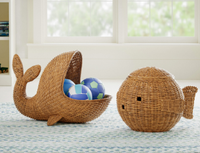 Panier de rangement moderne en rotin tressé de qualité supérieure, écologique, en forme d'animal, personnalisé, pour jouets d'enfants, à un seul niveau, type sol, pour salon