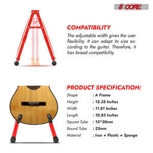 5 Core Guitar Stand 2 Pack A Frame w Soft <b>Foam</b> Arm Non Slip Rubber for Acoustic <b>Electric</b> Bass - Product Image 3
