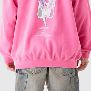 เสื้อฮู้ดดี้สีชมพูสดแบบขายส่ง สั่งทำได้ตามต้องการ ทรงโอเวอร์ไซส์ ผ้าฟลีซหนานุ่ม ใส่ได้ทั้งผู้ชายและผู้หญิง สไตล์สตรีทแวร์ แบบสวมหัว - Product Image 6