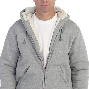 <b>MEN'S</b> SOFT HEAVYWEIGHT <b>SHERPA</b> LINED FLEECE <b>HOODIE</b> JACKET WINTER WARM POCKETS BANGLADESH DIRECT FACTORY NEW ARRIVAL COAT - Product Image 1