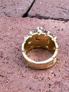 Bague cocktail en or jaune 14 carats avec diamant naturel de 3 carats taille brillant, style vintage audacieux, design luxueux, cadeau de mariage ou de fiançailles - Product Image 5