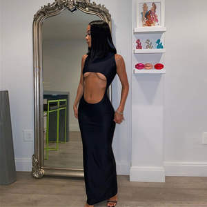 Elegante Vestido Maxi de Verano sin Mangas para Mujer, con Encaje Tejido, sin Tirantes, con Decoraciones Huecas, Estilo Bodycon Natural para Fiesta, Tallas XS-XL - Product Image 1