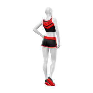 Ensemble deux pièces de sport et yoga pour femme : Jupe, soutien-gorge côtelé respirant à col rond et taille haute élastique, offrant un maintien élevé et confortable, et short. - Product Image 6