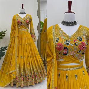 Exklusive Designer Damen Bollywood Style Indische & Pakistani sche Hochzeits-& Party kleidung Navratri <span class=keywords><strong>Lehenga</strong></span> Choli Kollektion-Großhandel - Product Image 6