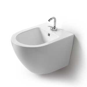 Bidet in Ceramica Rotondo Sospeso a Parete Koricini di Design Italiano, Colore Bianco, Arredo Bagno di Lusso - Product Image 1