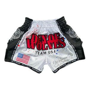 Shorts de Boxeo Muay Thai Unisex al por Mayor, Shorts de Entrenamiento con Logotipo Frontal, Elásticos, Ligeros y Transpirables - Product Image 4