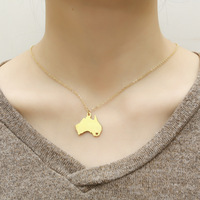 Collar con Colgante de Mapa de País en Acero Inoxidable Chapado en Oro, Resistente al Agua, Joyería Internacional para Parejas, Venta al Por Mayor, Acero Inoxidable PVD