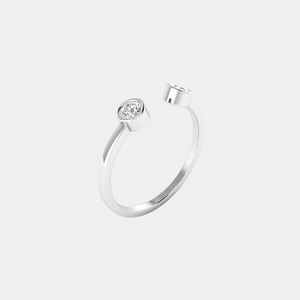 0.20CTW Round Bezel Two Stone Cuff Setting Minimalist <b>Ring</b> 14k Gold Lab Grown Diamond <b>Open</b> Wrap Jewelry for Women - Product Image 1