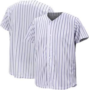 Fabricante de camiseta de béisbol personalizada PinStripe Made You Own Design Sublimation Digital Print Softball Uniform Wear Full Button - Product Image 3