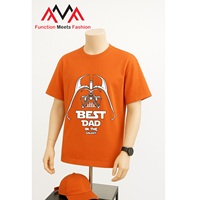 T-shirt orange à manches courtes, imprimé graphique, coupe décontractée, respirant, en mélange de terylène et de coton (TC) vietnamien