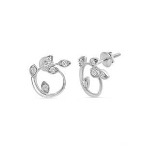 Pendientes de tuerca de diamantes de hoja exuberante de oro de lujo, Joyería de diamantes cultivados en laboratorio - Product Image 5