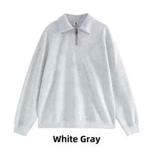 Sudadera de mujer acanalada con cremallera de cuarto de baño personalizada, Jersey cómodo con cremallera y ajuste relajante de algodón cepillado para sudadera de mujer - Product Image 6