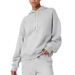 Sweat à capuche long tricoté pour femme, imprimé en relief, coupe oversize à épaules tombantes, confortable pour l'hiver, style streetwear - Product Image 1