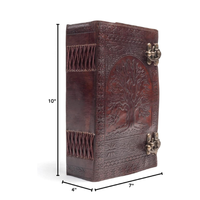 Grand journal en cuir véritable fait à la main 600 Pages carnet de croquis en relief vie d'arbre et sept Chakra Grimoire livre artisanat en cuir