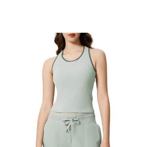 Custom Wholesale <b>Womens</b> Racerback Workout Tank Top Built In Bra <b>Sleeveless</b> Yoga Running Fitness <b>Shirt</b> - Product Image 4