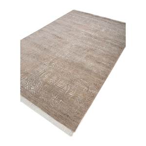 Alfombra de Lana y Seda de Bambú Tejida a Mano con Patrón Abstracto del Lejano Oriente, Beige y Marrón, 10 mm de Grosor, para el Hogar, Pasillo y Dormitorio-LRB-1730 - Product Image 2