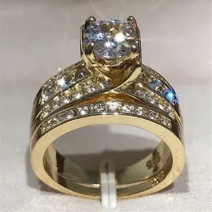 Elegantes Anillos de Compromiso, Boda y Aniversario para Mujer, con Moissanita Tishya, Plata 925, Chapados en Oro - Product Image 1