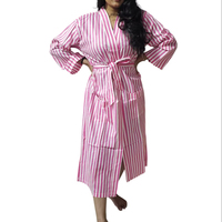 Bata de Baño para Mujer 100% Algodón con Estampado Floral Amarillo, Ropa de Dormir, Talla - 48 pulgadas