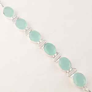 Aqua Chalcedony <b>Charm</b> <b>Bracelet</b> Handmade 925 Sterling <b>Silver</b> Zircon Oval Cut Luxury Jewelry for Women Anniversary Engagement - Product Image 6