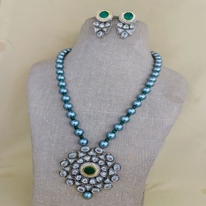 Designer High Quality Gold Plated Stone Look <b>Necklace</b> Set Earrings for Women Designer Jewelry for Wedding Wear - Product Image 1