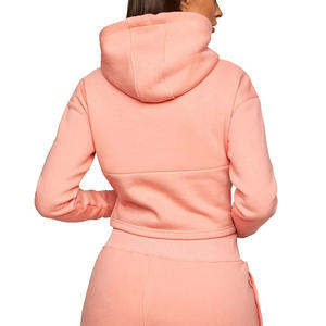 Top corto con logotipo personalizado, sudaderas con capucha, ropa de mujer, jersey de mujer de gran tamaño de lana de algodón 100%, sudaderas con capucha recortadas - Product Image 4